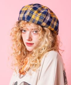 an meets zakka カラフルチェック柄ネルベレー帽