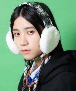an meets zakka 起毛肉厚ネルチェック柄ショートファー切替イヤーマフ (別売りハンチング取付可)