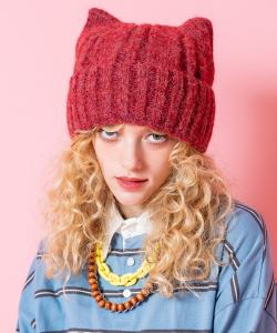 an meets zakka ネコ耳ワイドリブニット帽