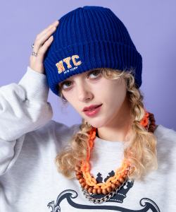 an meets zakka NYCロゴ刺繍リブニット帽