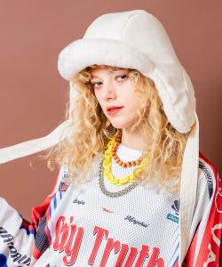 an meets zakka リバーシブルショートファー×コーデュロイフライトキャップ