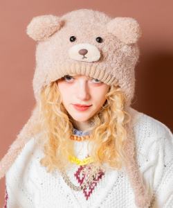 an meets zakka モコモコモンスターベアイヤーフラップニット帽