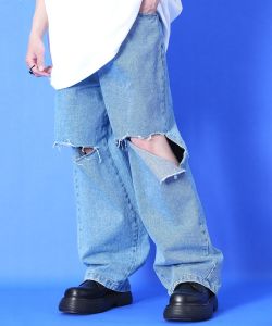 a.p.o.v.  ワンタックハードクラッシュワイドデニムパンツ