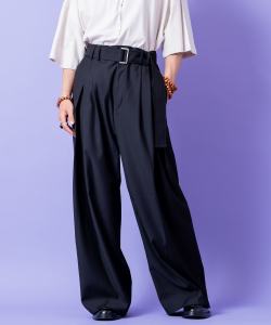 a.p.o.v.  ロングベルトダブルタックドレープワイドパンツ