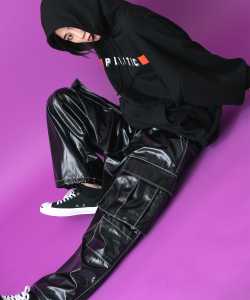 a.p.o.v. -ankoROCK's select- シャイニーメタリックポリワイドカーゴパンツ