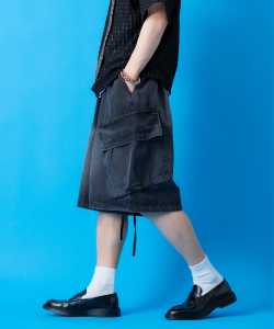 a.p.o.v. -ankoROCK's select- スーパーワイドスラントポケットデニムカーゴハーフパンツ