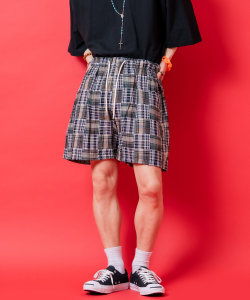【期間限定 5％OFF】 a.p.o.v. -ankoROCK's select- パッチワークチェック柄イージーショートパンツ