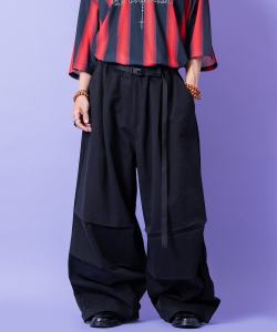 a.p.o.v.  ベルトウエストダブルドレープニータックスーパーワイドコットンパンツ