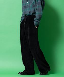 a.p.o.v. センターパイピングワイドベロアパンツ