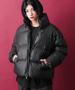 a.p.o.v. -ankoROCK's select- マットキルティング合成皮革オーバーサイズ中綿ジャケット