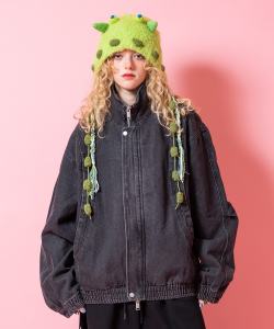 a.p.o.v. ウォッシュデニムオーバーサイズスタンドカラーブルゾン