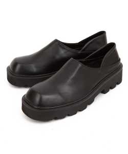 a.p.o.v.  合成皮革スクエアトゥ厚底ドクターシューズ