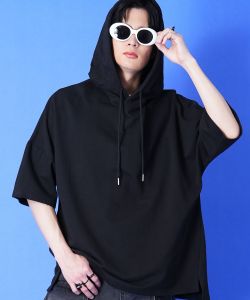 a.p.o.v.  オーバーサイズ甘編み裏毛半袖パーカー