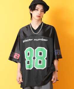 a.p.o.v. -ankoROCK's select- コンビメッシュナンバリングフットボールシャツ / 半袖 Tシャツ メンズ レディース ゲームシャツ ビッグシルエット