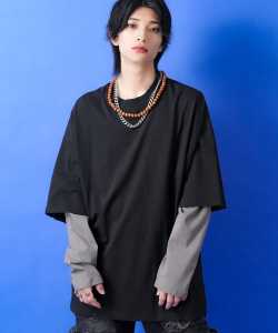 a.p.o.v.  ダメージ＆フェイクレイヤーオーバーサイズカットソー