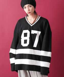a.p.o.v.  ホッケージャージデザインオーバーサイズスウェットカットソー