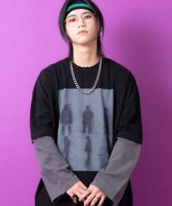 a.p.o.v. -ankoROCK's select- フェイクレイヤードグラフィックダメージスウェットカットソー