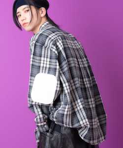 【期間限定 5％OFF】 a.p.o.v. -ankoROCK's select- 合成皮革エルボーパッチチェックネルシャツ