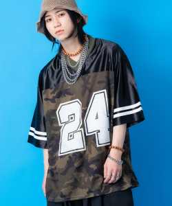 a.p.o.v.  ナンバリング迷彩柄メッシュツートーン切替フットボールシャツ
