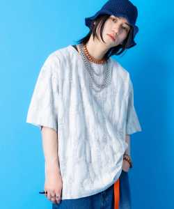 a.p.o.v.  ジャガード編みフリンジダメージ加工模様オーバーサイズTシャツ