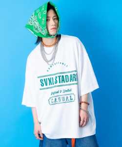 a.p.o.v.  ロゴパッチワーク＆カレッジプリントオーバーサイズTシャツ