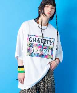 a.p.o.v.  フラワーミックスビッグボックスロゴプリントオーバーサイズTシャツ