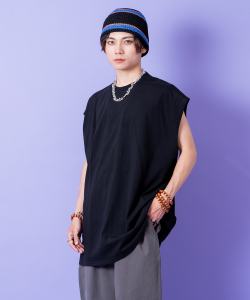 a.p.o.v. -ankoROCK's select- オーバーサイズコットンノースリーブ