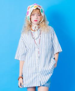 a.p.o.v.  ワントーンマルチストライプコットンシャツ