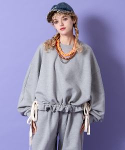 a.p.o.v. クロップド変形シャーリングワイドコードオーバーサイズスウェットトレーナー