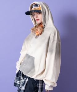 a.p.o.v. ヴィンテージライクダートプリントオーバーサイズプルオーバーパーカー