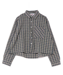 a.p.o.v. クロップド丈チェック柄長袖シャツ