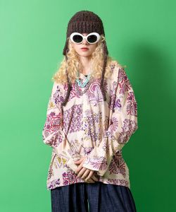 a.p.o.v. ペイズリーオープンカラー長袖シャツ