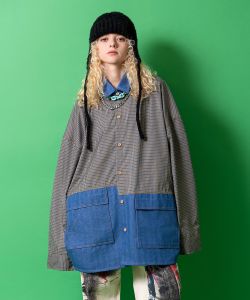 a.p.o.v. スイッチパネルチェック長袖シャツ