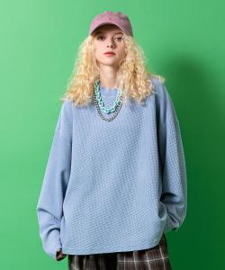 a.p.o.v. クロップド丈ワッフルロングTシャツ