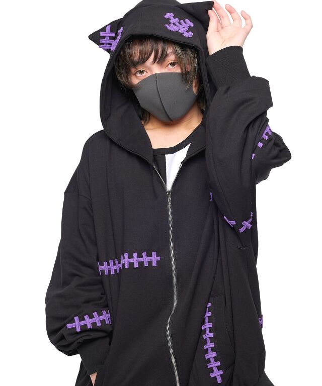 しにがみ縫合ゾンビネコ耳パーカー -オーバーサイズ- ankoROCK(アンコ  