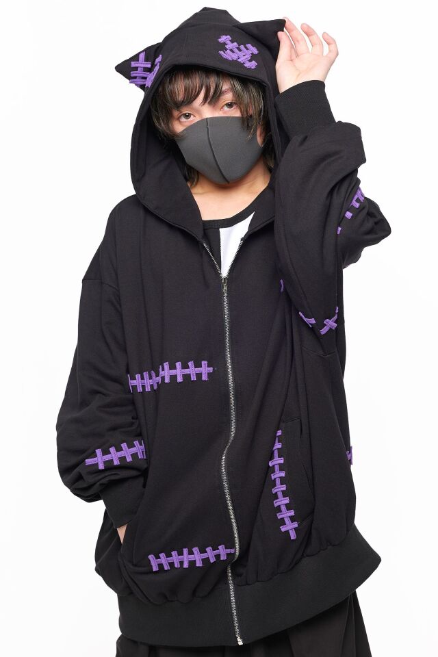 しにがみ縫合ゾンビネコ耳パーカー -オーバーサイズ- ankoROCK(アンコ  