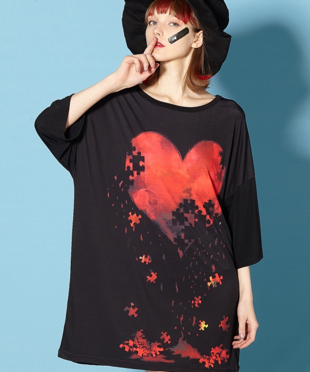 退廃ハートｔシャツ メガビッグ Ankorock アンコロック メンズ レディース ユニセックス ステージ 衣装