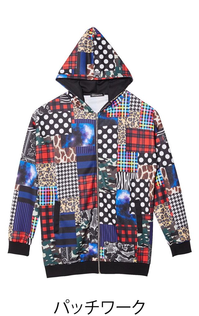 パッチワーク風パーカー スーパービッグ Ankorock アンコロック メンズ レディース ユニセックス ステージ 衣装