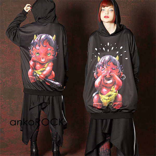 ウソ泣き赤鬼の赤ちゃんプルオーバーパーカー スーパービッグ Ankorock アンコロック メンズ レディース ユニセックス ステージ 衣装 ウソ泣き赤鬼の赤ちゃんプルオーバーパーカー スーパービッグ Ankorock アンコロック メンズ レディース ユニセックス ステージ 衣装