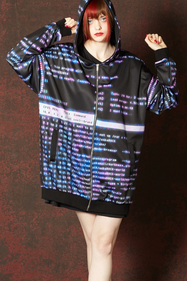 レトロ端末病みかわremixパーカー -スーパービッグ- ankoROCK(アンコ  