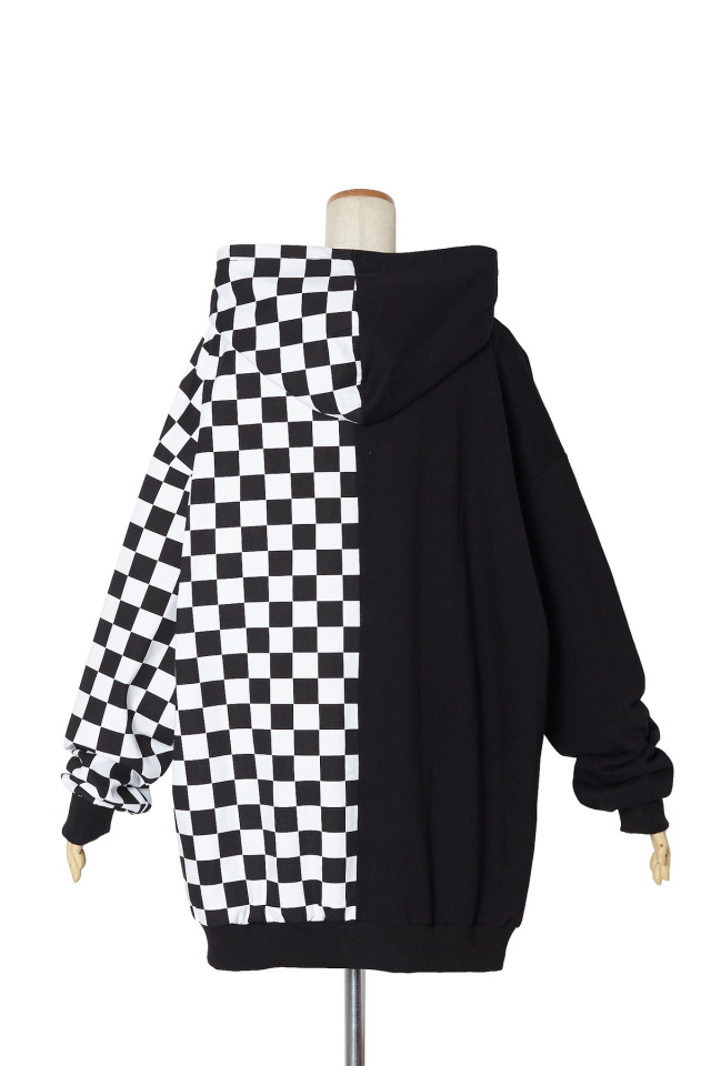 アシンメトリーブロックチェックパーカー スーパービッグ Ankorock アンコロック メンズ レディース ユニセックス ステージ 衣装