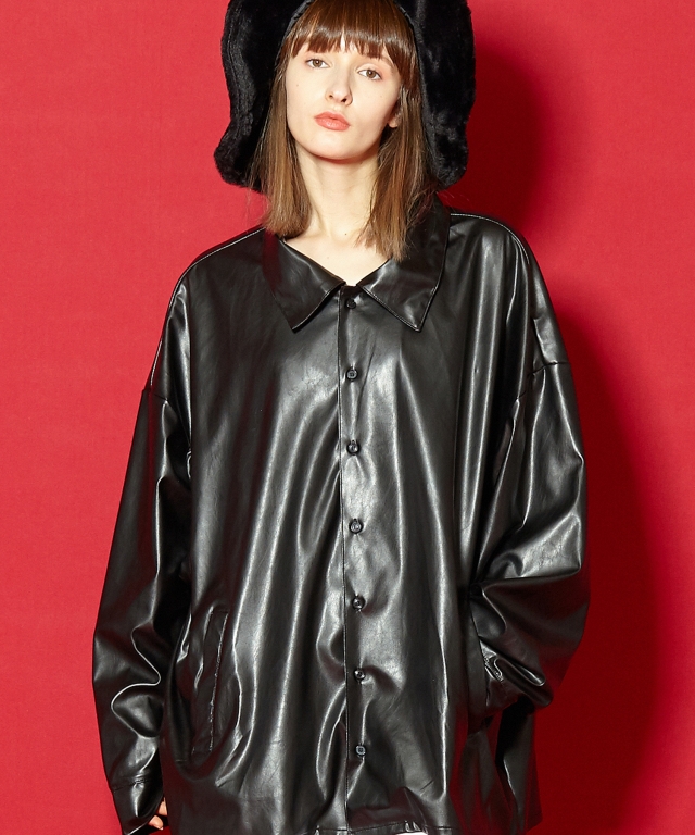 レザーシャツ オーバーサイズ Ankorock アンコロック メンズ レディース ユニセックス ステージ 衣装