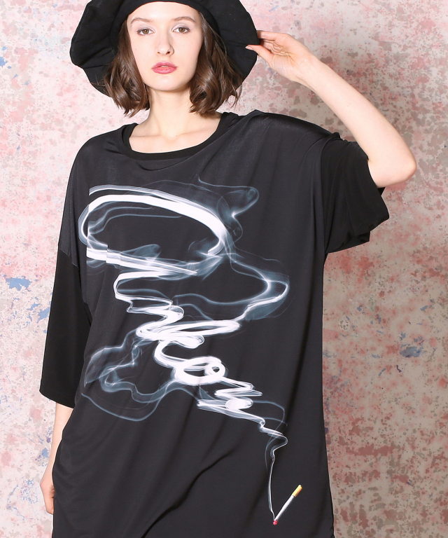 煙草の煙ロゴｔシャツ メガビッグ
