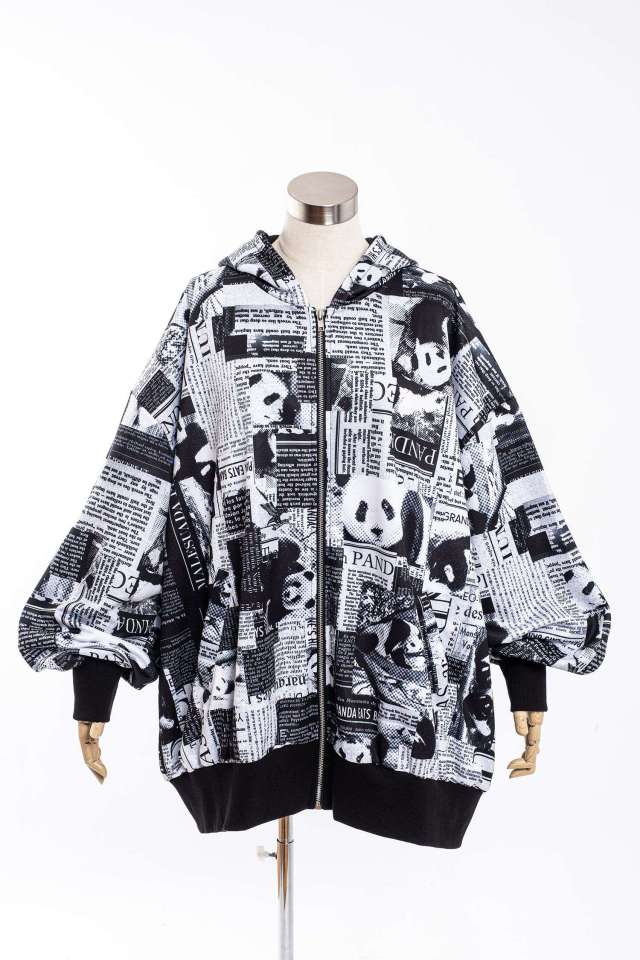 パッチワークパンダ新聞パーカー -オーバーサイズ- ankoROCK(アンコ 