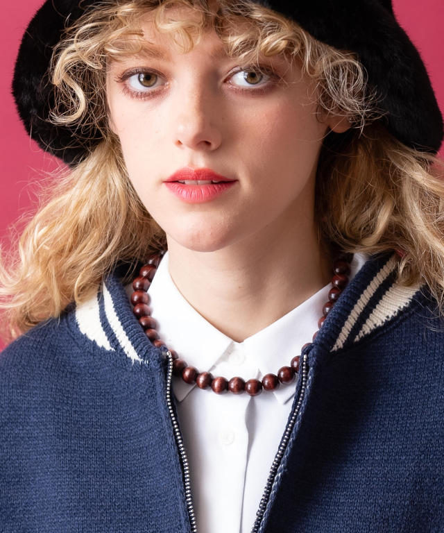 ウッドボール数珠ネックレス / メンズ レディース 木玉 ankoROCK