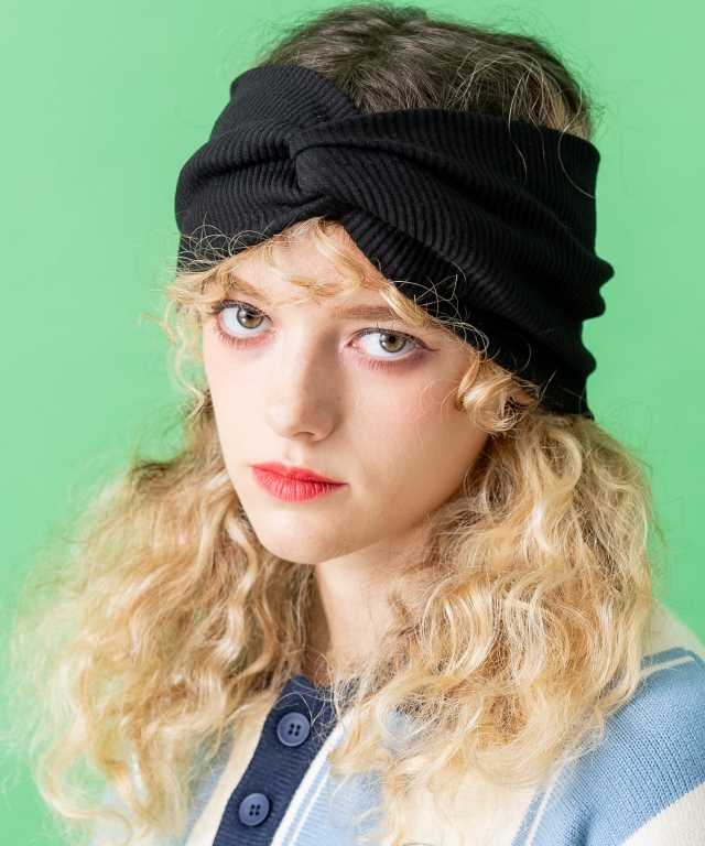 ストレッチコットンリブクロスターバンヘアバンド / レディース