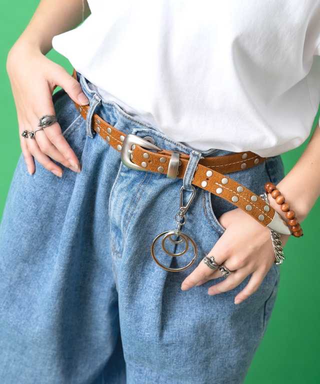 ダブルボールスタッズスウェードベルト / レディース メンズ ユニ