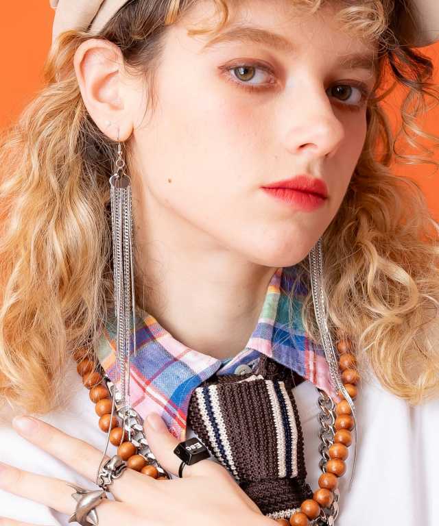 ランダムミックスドレープロングチェーンピアス / （両耳用）ユニ