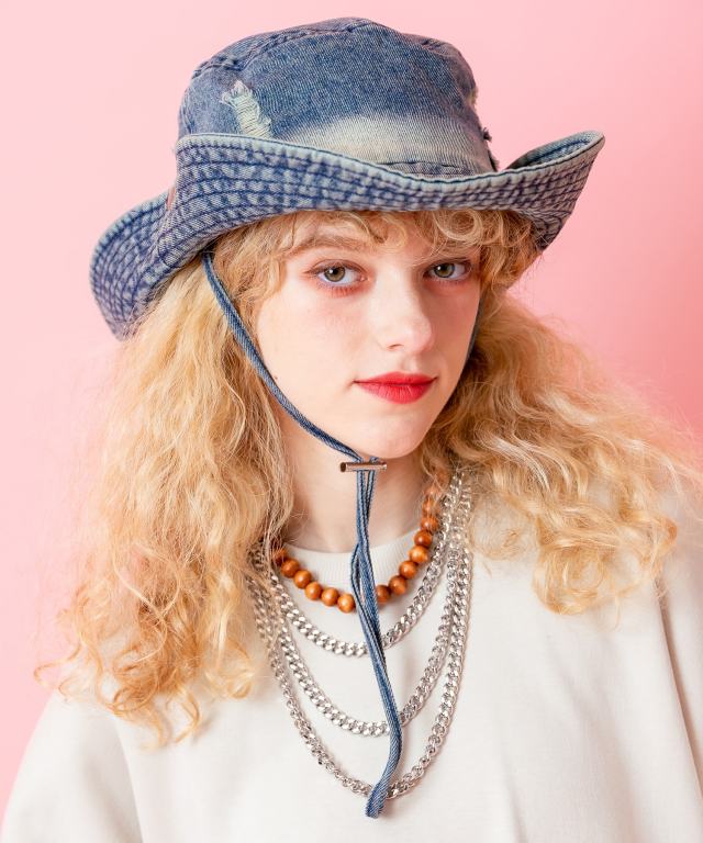 ダメージデニムテンガロンスタイル2WAYサファリハット / メンズ