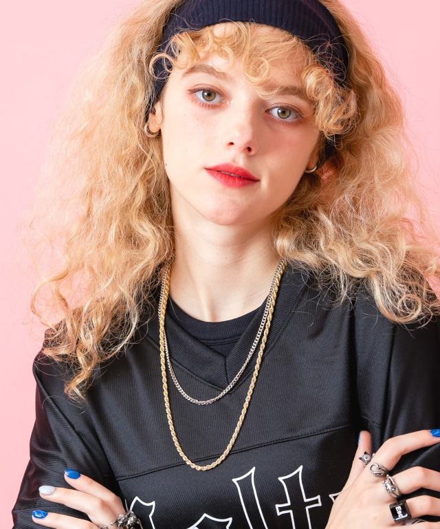 ミックスカラー2連チェーンネックレス(45cm、55cm) / メンズ